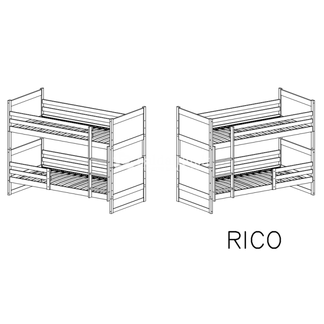 Dviaukštė trivietė vaikiška lova RICO B