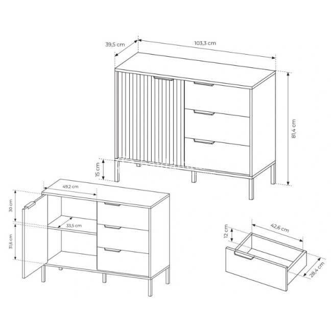 Komoda RAVE smėlio 103 1D3S