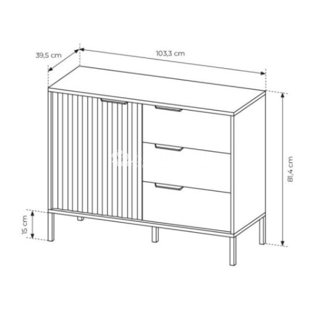 Komoda RAVE juoda 103 1D3S