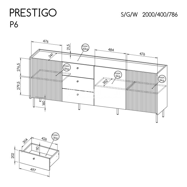 Komoda PRESTIGO P6