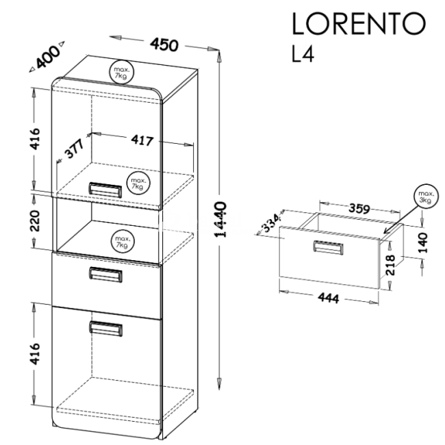 Pastatoma lentyna LORENTO L4 uosis koimbra violetinė