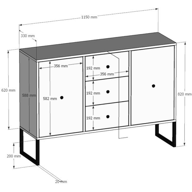 Komoda LINEA-KAŠMYRO 2D3S