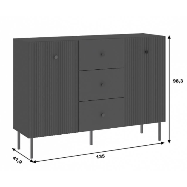 Komoda VIENA 2D3S ANTRACITO